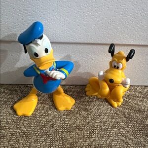 Disney Donald Duck & Pluto PVC Mini Figures Set Cake Topper Toy 3” figurines